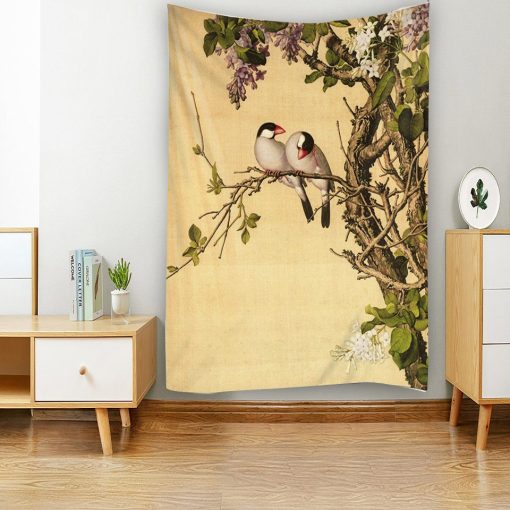 Tapisserie Murale Husky 152x102 Cm - Tissu Polyester - Décoration Chambre, Salon - Livrée Avec Clips
